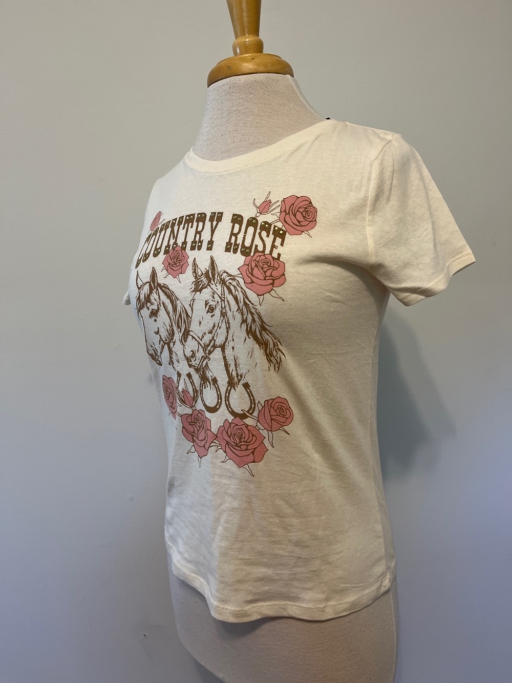 🌻 NWT Girls "Country Rose" Graphic Tee - Western Cowgirl Horse T-Shirt Size 14 - Picture 2 of 6